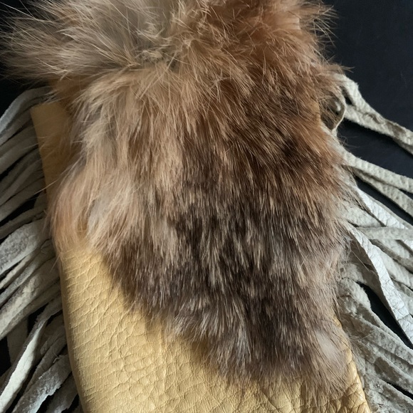 Hand Sewn Fringe Leather & Fur Indian Pouch Bag Case Medicine Bag Pipe Case - Picture 2 of 8
